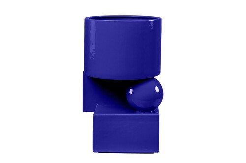 Casa Padrino Luxus Pflanzgef�� Blau 28 x 25 x H. 43,5 cm - Hohes Steingut Pflanzgef�� im Cobalt Blue Finish - Luxus Deko Accessoires