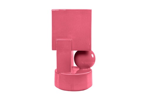 Casa Padrino Luxus Pflanzgef�� Rosa 23 x 22,5 x H. 43 cm - Hohes Steingut Pflanzgef�� und Vase im Garlic Pink Finish - Luxus Deko Accessoires