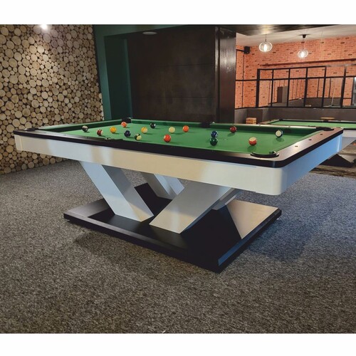 Casa Padrino Luxus Pool Billardtisch / Esstisch 8ft Wei� / Schwarz / Gr�n