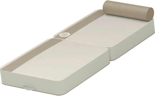 Casa Padrino Luxus Wasserliege Wei� / Taupe 190 x 80 x H. 17 cm - Wasserdichte Kunstleder Wasser Liege mit Kopfst�tze und Getr�nkehalter - Sonnenliege - Hotel Pool Accessoires - Luxus Qualit�t