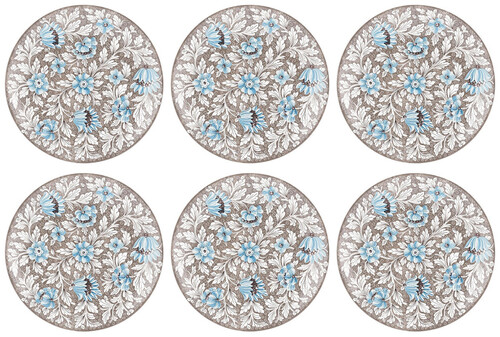 Casa Padrino Luxus Keramik Teller 6er Set Braun / Mehrfarbig  40 cm - Handgefertigte & handbemalte Essteller mit Blumendesign - Hotel & Restaurant Accessoires - Luxus Qualit�t - Made in Italy