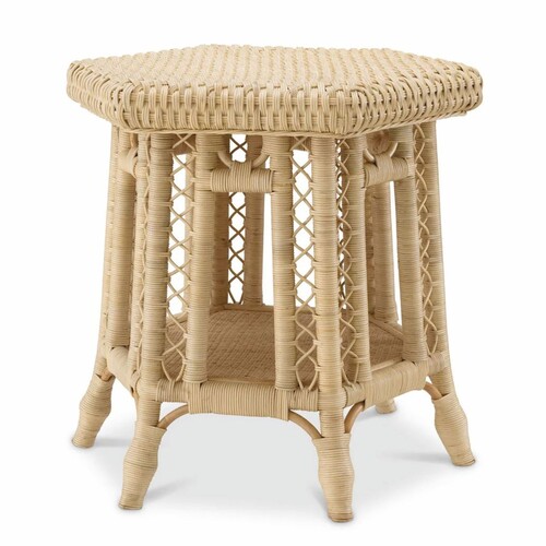 Casa Padrino Luxus Rattan Beistelltisch Naturfarben 60 x 52 x H. 58 cm - Luxus M�bel