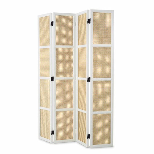 Casa Padrino Luxus Raumteiler Wei� / Naturfarben 163 x H. 225 cm - Luxus Interior