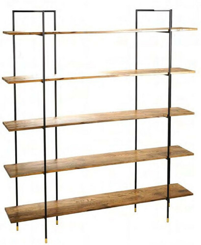 Casa Padrino Luxus Regalschrank Braun / Schwarz / Messingfarben 180 x 38,2 x H. 201,6 cm - Wohnzimmerschrank - B�cherschrank - Luxus M�bel