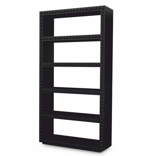Casa Padrino Luxus Regalschrank Schwarz 120 x H. 230,5 cm - Massivholz B�cherschrank - Luxus Hotel & Wohnzimmer M�bel