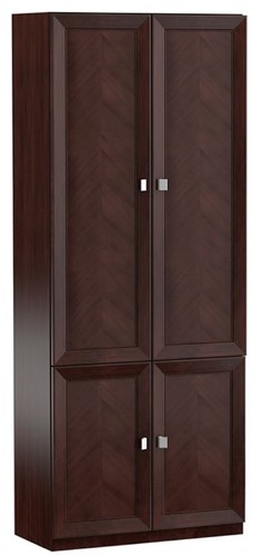 Casa Padrino Luxus Wohnzimmerschrank Dunkelbraun / Silber 90,6 x 44,2 x H. 225,6 cm - Regalschrank B�roschrank mit 4 T�ren