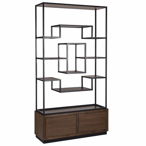 Casa Padrino Luxus Regalschrank Dunkelbraun / Schwarz 120 x H. 240 cm - Luxus M�bel