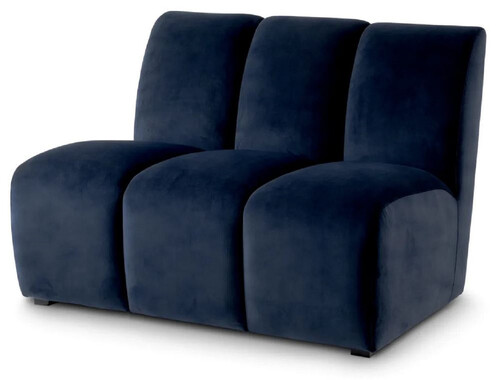 Casa Padrino Luxus Samt Sofa Element Mitternachtsblau / Schwarz 108,5 x 94,5 x H. 83 cm - Erweiterbares Wohnzimmer Sofa - Wohnzimmer M�bel - Luxus M�bel