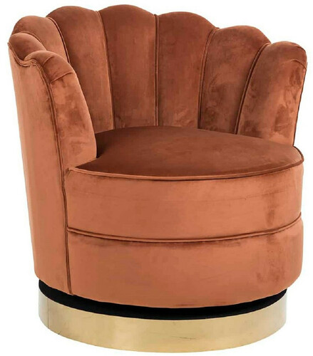 Casa Padrino Luxus Samt Drehsessel Rostfarben / Gold 81,5 x 76 x H. 79 cm - Moderner Wohnzimmer Sessel - Luxus Wohnzimmer M�bel