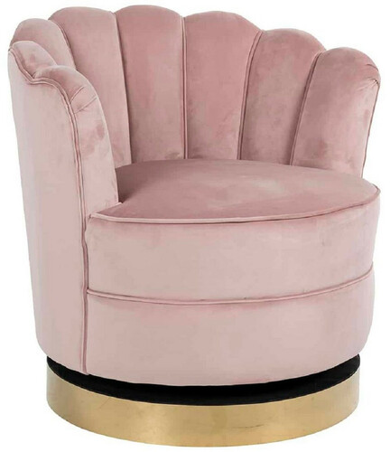 Casa Padrino Luxus Samt Drehsessel Rosa / Gold 81,5 x 76 x H. 79 cm - Moderner Wohnzimmer Sessel - Luxus Wohnzimmer M�bel