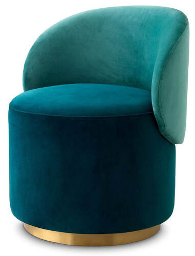 Casa Padrino Luxus Samt Esszimmer Stuhl Gr�n / T�rkis / Messing 60 x 55 x H. 73,5 cm - Drehstuhl mit edlem Samtsoff - Esszimmer M�bel - Luxus M�bel - Luxus Qualit�t