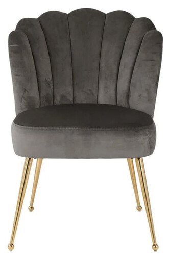 Casa Padrino Luxus Samt Esszimmer Stuhl Grau / Gold 66 x 64 x H. 86 cm - K�chenstuhl mit Samtsoff - Esszimmer M�bel - K�chen M�bel - Luxus M�bel