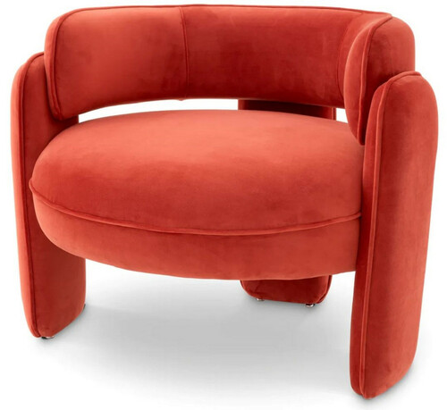 Casa Padrino Luxus Samt Sessel Orange 80 x 71 x H. 68,5 cm - Wohnzimmer Sessel - Hotel Sessel - Wohnzimmer M�bel - Luxus M�bel - Wohnzimmer Einrichtung - Luxus Einrichtung - M�bel Luxus