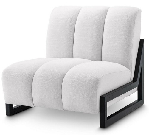 Casa Padrino Luxus Sessel Wei� / Schwarz 83,5 x 90 x H. 83,5 cm - Wohnzimmer Sessel - Hotel Sessel - Luxus M�bel