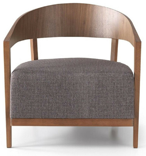 Casa Padrino Luxus Sessel Braun / Grau 70 x 63 x H. 70 cm - Wohnzimmer Sessel mit gebogener R�ckenlehne - Hotel Sessel - Wohnzimmer M�bel - Luxus M�bel - Luxus Wohnzimmer Einrichtung