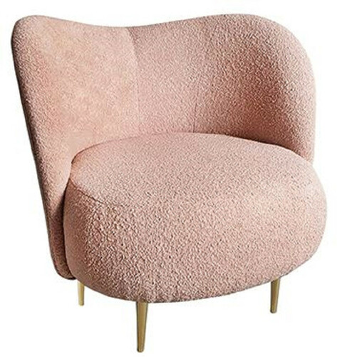 Casa Padrino Luxus Sessel Rosa / Gold 86 x 72 x H. 80 cm - Wohnzimmer Sessel mit gebogener R�ckenlehne - Wohnzimmer M�bel - Luxus M�bel - Wohnzimmer Einrichtung - Luxus Einrichtung