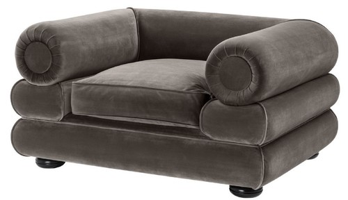 Casa Padrino Luxus Samt Sessel Grau / Schwarz 120 x 96 x H. 65 cm - Wohnzimmer Sessel - Luxus Qualit�t