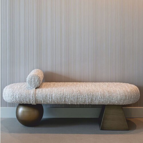 Casa Padrino Luxus Sitzbank Beige / Braun 148 cm - Luxus Hotel M�bel