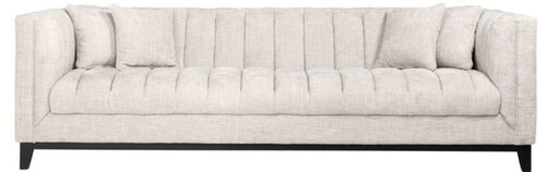 Casa Padrino Luxus Samt Sofa Naturfarben / Schwarz 255 x 91 x H. 77 cm - Wohnzimmer Sofa mit 4 Kissen - Wohnzimmer M�bel - Luxus M�bel - Wohnzimmer Einrichtung - Luxus Einrichtung - Luxus Qualit�t