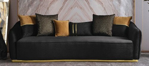Casa Padrino Luxus Sofa Schwarz / Gold 240 x 100 x H. 80 cm - Wohnzimmer Sofa - Wohnzimmer M�bel - Luxus M�bel - Wohnzimmer Einrichtung - Luxus Einrichtung - Luxus Qualit�t