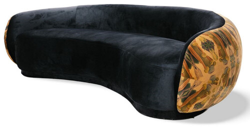 Casa Padrino Luxus Sofa Schwarz / Beige / Mehrfarbig 260 cm
