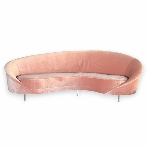 Casa Padrino Luxus Samt Sofa Rosa / Messing 230 cm - Luxus Wohnzimmer M�bel