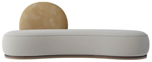 Casa Padrino Luxus Samt Sofa Grau / Beige / Braun / Messing 230 x 100 x H. 86 cm - Gebogenes Wohnzimmer Sofa - Hotel Sofa - Wohnzimmer M�bel - Hotel M�bel - Luxus M�bel