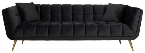 Casa Padrino Luxus Samt Sofa Anthrazit / Gold 230 x 91 x H. 75 cm - Wohnzimmer Sofa - Wohnzimmer M�bel - Luxus M�bel - Wohnzimmer Einrichtung - Luxus Einrichtung - Luxus Qualit�t