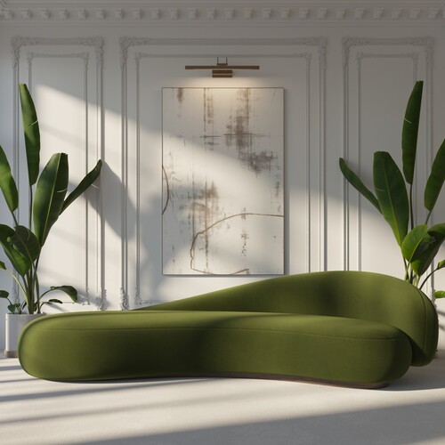 Casa Padrino Luxus Samt Sofa Rechte Seite Gr�n / Dunkelbraun 280 cm - Wohnzimmer & Hotel M�bel