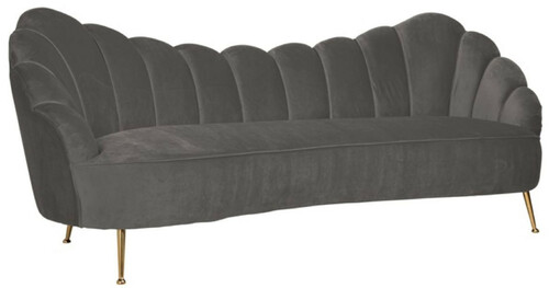 Casa Padrino Luxus Samt Sofa Grau / Gold 230 x 94 x H. 90 cm - Wohnzimmer Sofa mit edlem Samtstoff - Wohnzimmer M�bel - Luxus M�bel - Wohnzimmer Einrichtung - Luxus Einrichtung