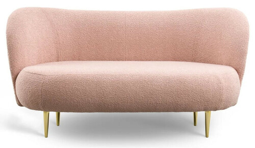 Casa Padrino Luxus 3er Sofa Rosa / Gold 180 x 72 x H. 80 cm - Wohnzimmer Sofa mit gebogener R�ckenlehne - Wohnzimmer M�bel - Luxus M�bel - Wohnzimmer Einrichtung - Luxus Einrichtung