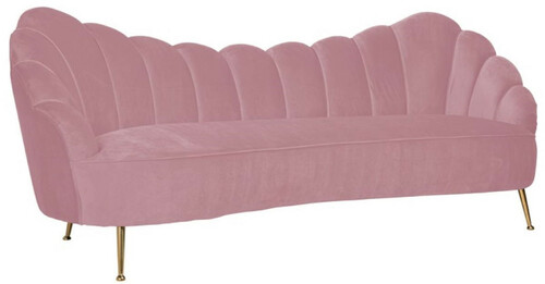 Casa Padrino Luxus Samt Sofa Rosa / Gold 230 x 94 x H. 90 cm - Wohnzimmer Sofa mit edlem Samtstoff - Wohnzimmer M�bel - Luxus M�bel - Wohnzimmer Einrichtung - Luxus Einrichtung