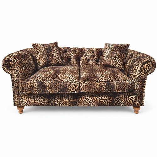 Casa Padrino Luxus Sofa mit Leoparden Muster Beige / Braun 190 cm - Wohnzimmer Sofa - Wohnzimmer M�bel - Luxus M�bel