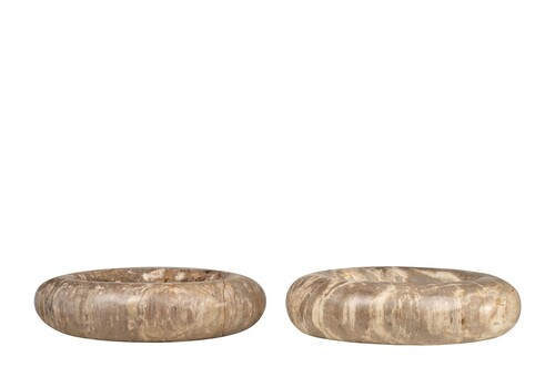 Casa Padrino Luxus Schale  30 x H. 8 cm - Flache runde Schale aus versteinertem Holz - Luxus Deko Accessoires