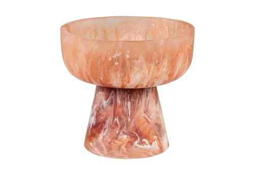 Casa Padrino Luxus Schale Beige / Weinrot  19 x H. 17,5 cm - Deko Schale aus transluzentem Kunstharz in Rubinrot und Creme - Luxus Deko Accessoires