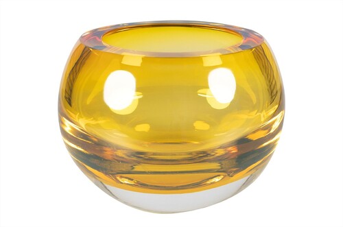 Casa Padrino Luxus Schale Bernsteinfarben  15,5 x H. 19,5 cm - Hohe Schale aus massivem Kristallglas - Luxus Deko Accessoires