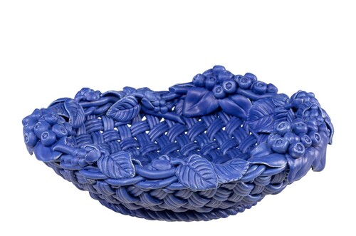 Casa Padrino Luxus Schale Blau  32 x H. 10 cm - Runde Deko Schale aus hochwertiger Keramik - Luxus Deko Accessoires