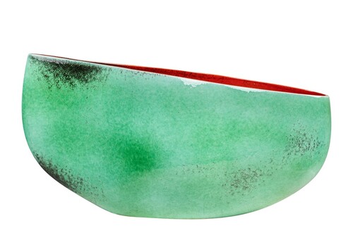 Casa Padrino Luxus Schale Blau / Rot 51 x 28 x H. 30 cm - Hohe organisch geformte Schale Drop aus Steingut - Luxus Deko Accessoires