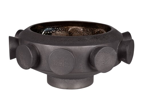 Casa Padrino Luxus Schale Bronzefarben  40 x H. 19 cm - Gro�e runde Schale Unfo aus Steingut mit bronzefarbener Oberfl�che - Luxus Deko Accessoires