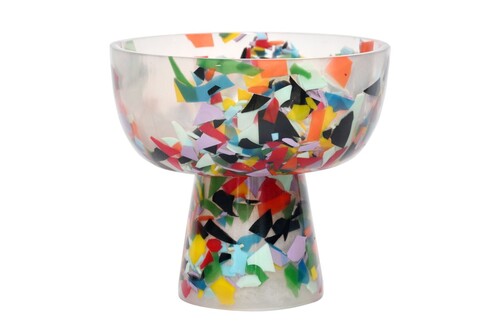 Casa Padrino Luxus Schale Mehrfarbig  25 x H. 23 cm - Hohe runde Deko Schale aus Kunstharz in transparenter Konfetti Optik - Luxus Deko Accessoires