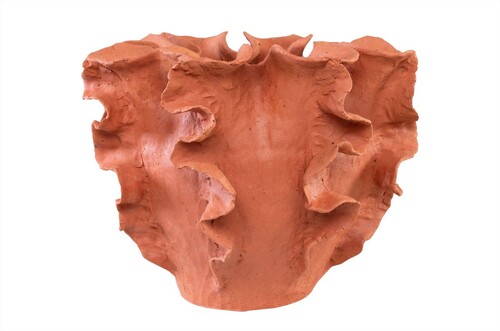 Casa Padrino Luxus Schale Naturfarben 40 x 40 x H. 30 cm - Gro�e organisch geformte Schale Reef aus Terrakotta - Luxus Deko Accessoires