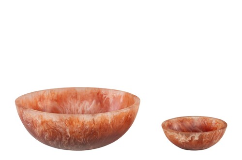 Casa Padrino Luxus Schalen 2er Set Beige / Weinrot - Deko Schalen aus transluzentem Kunstharz in Rubinrot und Creme - Luxus Deko Accessoires