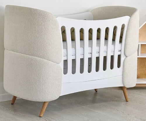 Casa Padrino Luxus Babybett Wei� / Creme / Naturfarben 145 cm