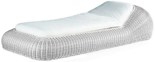 Casa Padrino Luxus Gartenliege Wei� / Wei� 238 x 100 x H. 50 cm - Handgewebte Wetterbest�ndige Liege - Moderne Poolliege - Garten M�bel - Hotel M�bel