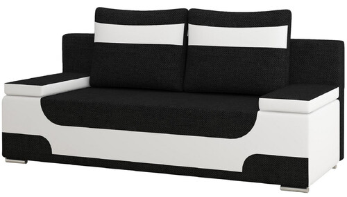 Casa Padrino Luxus Schlafsofa Schwarz / Wei� / Silber 200 x 92 x H. 90 cm - Wohnzimmer Sofa mit Schlaffunktion - Wohnzimmer M�bel - Luxus M�bel - Luxus Interior