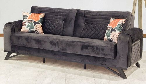 Casa Padrino Luxus Schlafsofa Schwarz / Grau 215 x 90 x H. 80 cm - Modernes Wohnzimmer Sofa - Moderne Wohnzimmer M�bel