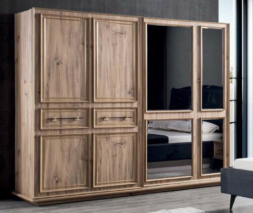 Casa Padrino Luxus Schlafzimmerschrank Braun 262 x 72 x H. 216 cm - Moderner Massivholz Kleiderschrank mit 2 Schiebet�ren - Luxus Schlafzimmer M�bel