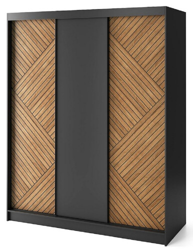 Casa Padrino Luxus Schlafzimmerschrank Schwarz / Braun 180 x 60 x H. 220 cm - Kleiderschrank mit 3 Schiebet�ren - Schlafzimmer M�bel - Hotel M�bel - Luxus M�bel