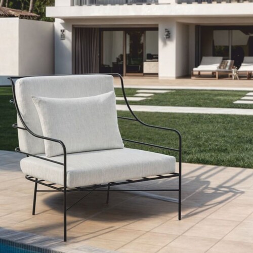 Casa Padrino Luxus Hotel & Garten Sessel Schwarz / Grau - Schmiedeeisen M�bel