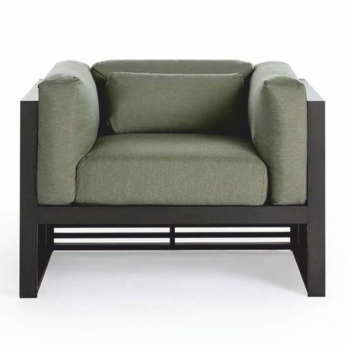 Casa Padrino Luxus Outdoor Garten Sessel Gr�n / Schwarz 100 cm - Hotel & Garten M�bel